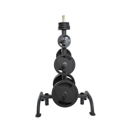 TKO 6210 Olympic Weight Plate Tree with Bar Holders with Olympic plates on white background