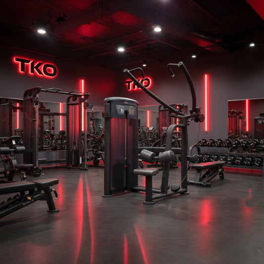 TKO 7006-G2 Signature Series Diverging Lat Pulldown in TKO themed gym