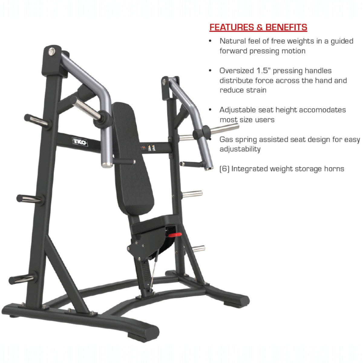 TKO 701IP Signature Series Unilateral Converging Incline Press features