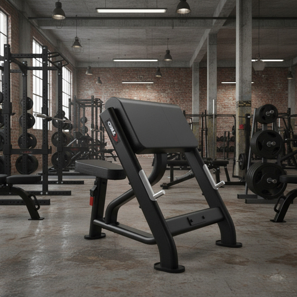 TKO 7044-G2 Signature Preacher Curl Bench in gym