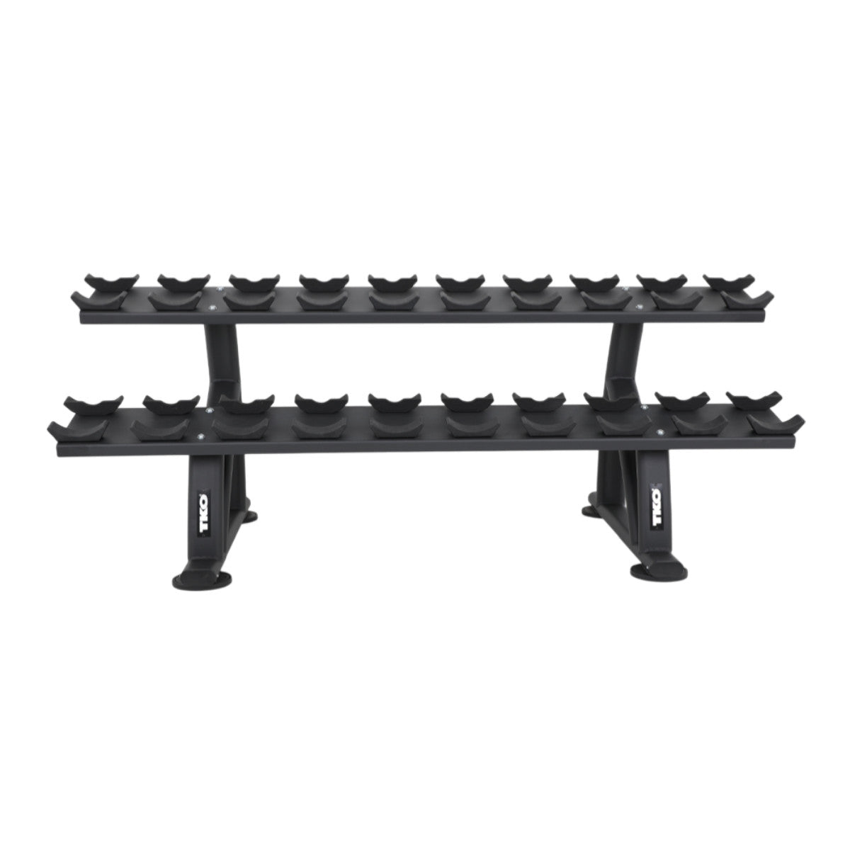 TKO 7051B-BK 10 Pair Dumbbell Saddle Rack on white background