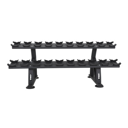 TKO 7051B-BK 10 Pair Dumbbell Saddle Rack on white background