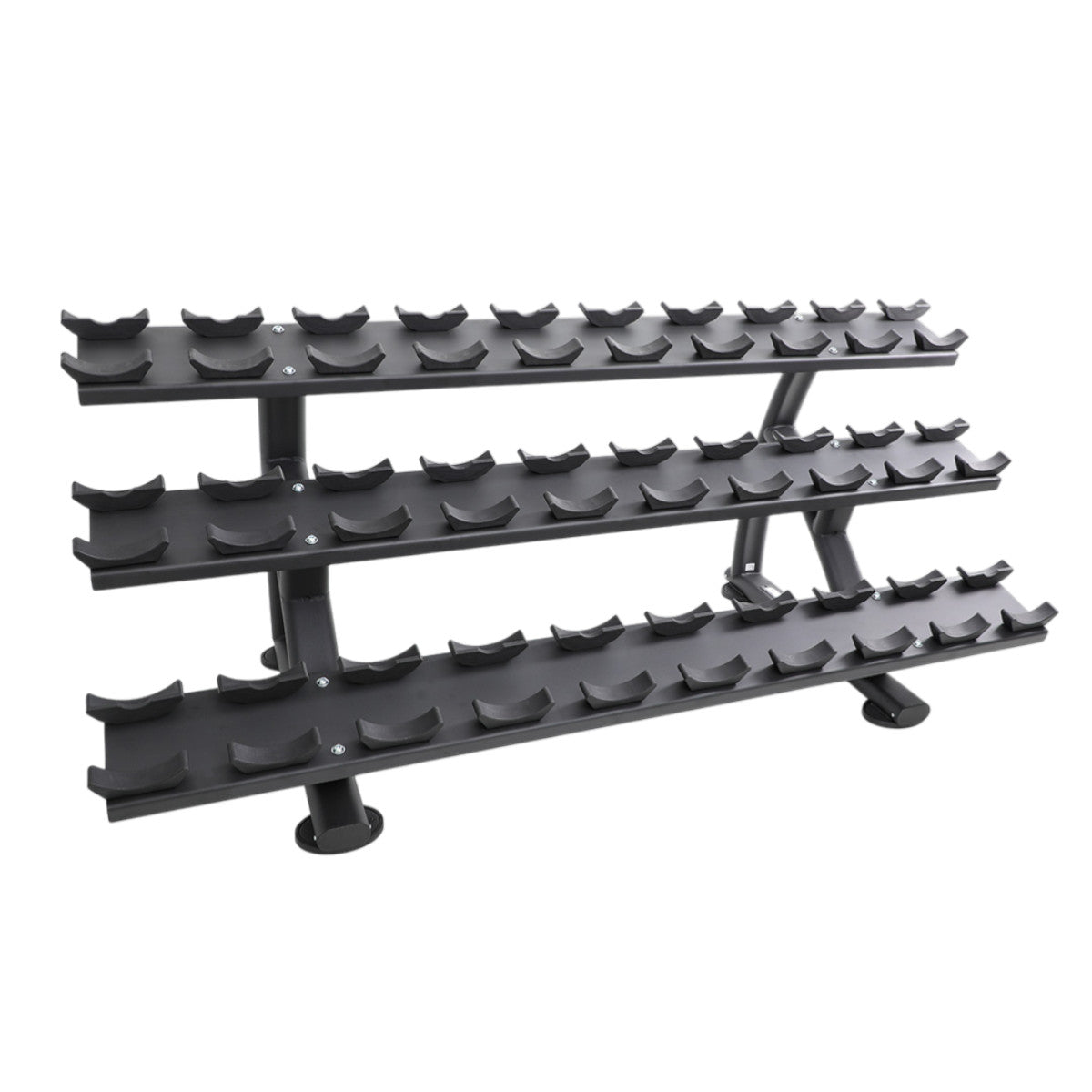 TKO 7052B-BK 15 Pair Dumbbell Saddle Rack on white background
