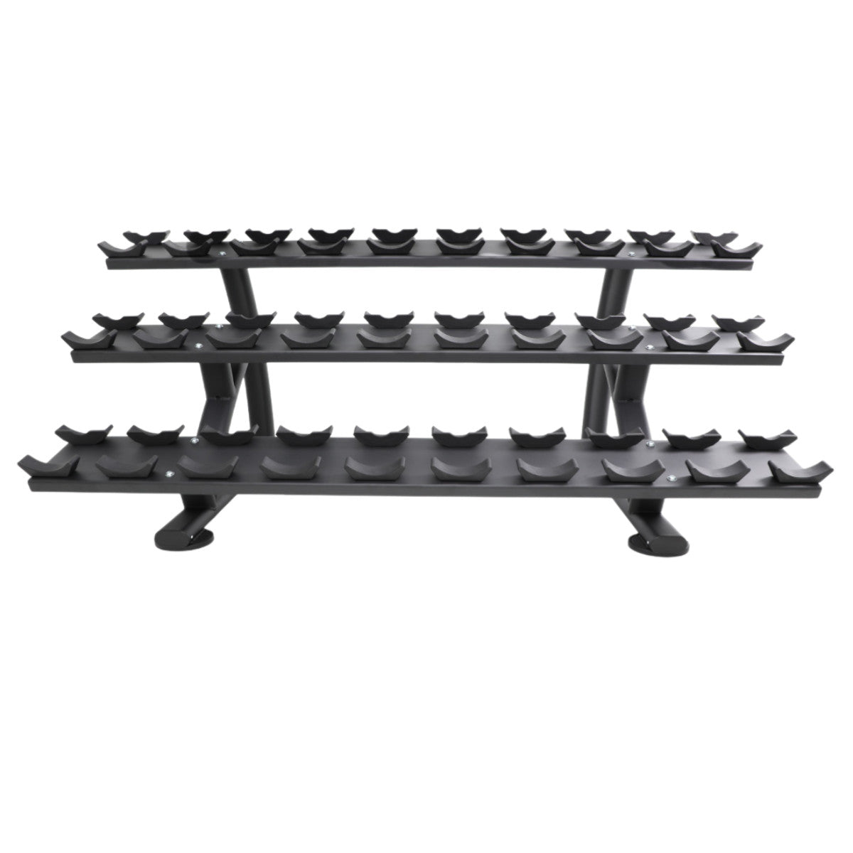 TKO 7052B-BK 15 Pair Dumbbell Saddle Rack on white background