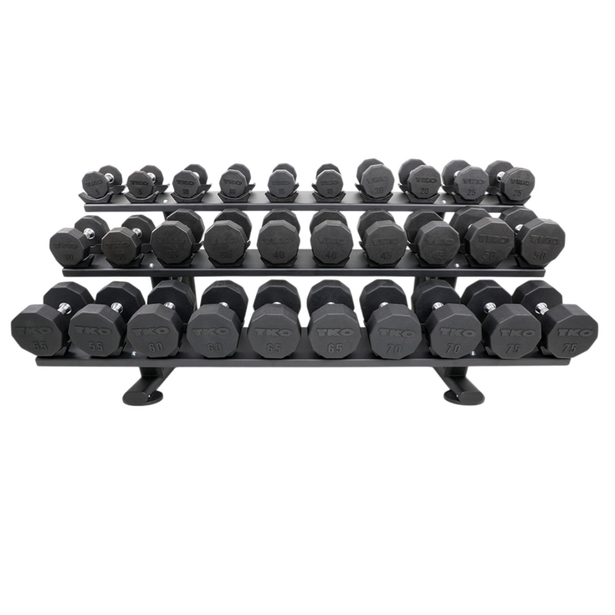 TKO 7052B-BK 15 Pair Dumbbell Saddle Rack on white background