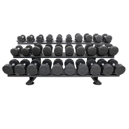 TKO 7052B-BK 15 Pair Dumbbell Saddle Rack on white background