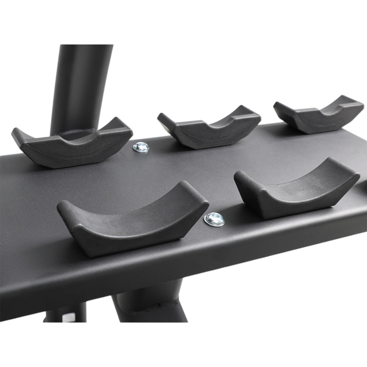 TKO 7052B-BK 15 Pair Dumbbell Saddle Rack closeup on white background