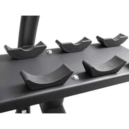 TKO 7052B-BK 15 Pair Dumbbell Saddle Rack closeup on white background
