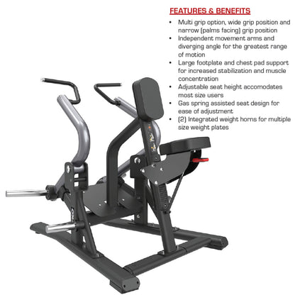 TKO 706SR Signature Unilateral Diverging Seated Row features