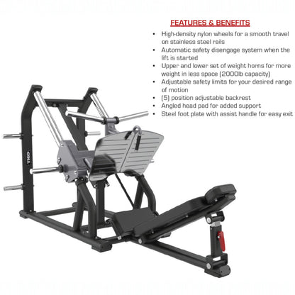 TKO 712LP Linear Leg Press specs on white background