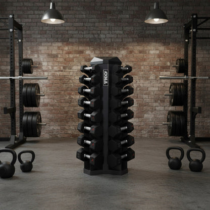 TKO 826VDR8-SM 8 Pair Vertical Dumbbell Rack in gym