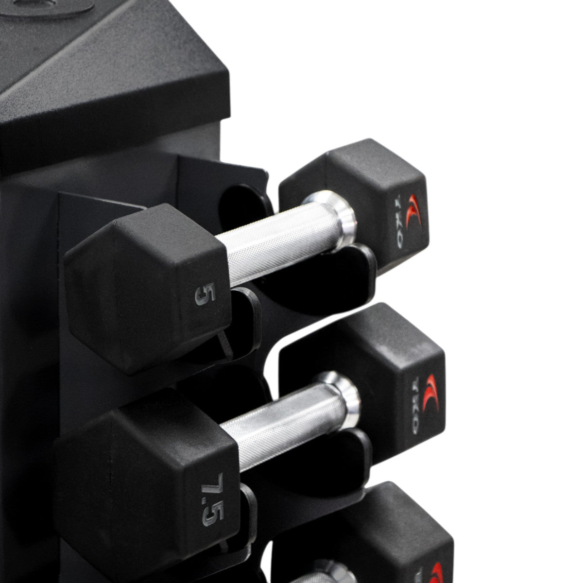 TKO 826VDR8-SM 8 Pair Vertical Dumbbell Rack closeup on white background
