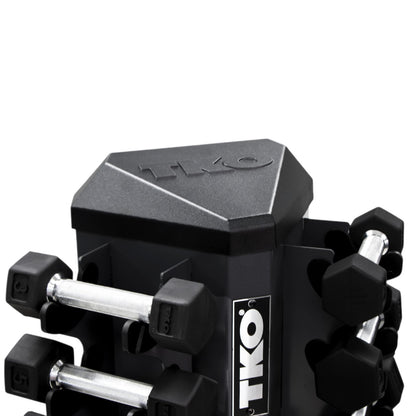 TKO 826VDR8-SM 8 Pair Vertical Dumbbell Rack closeup on white background