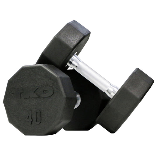 Black TKO 829TR dumbbells on a white background