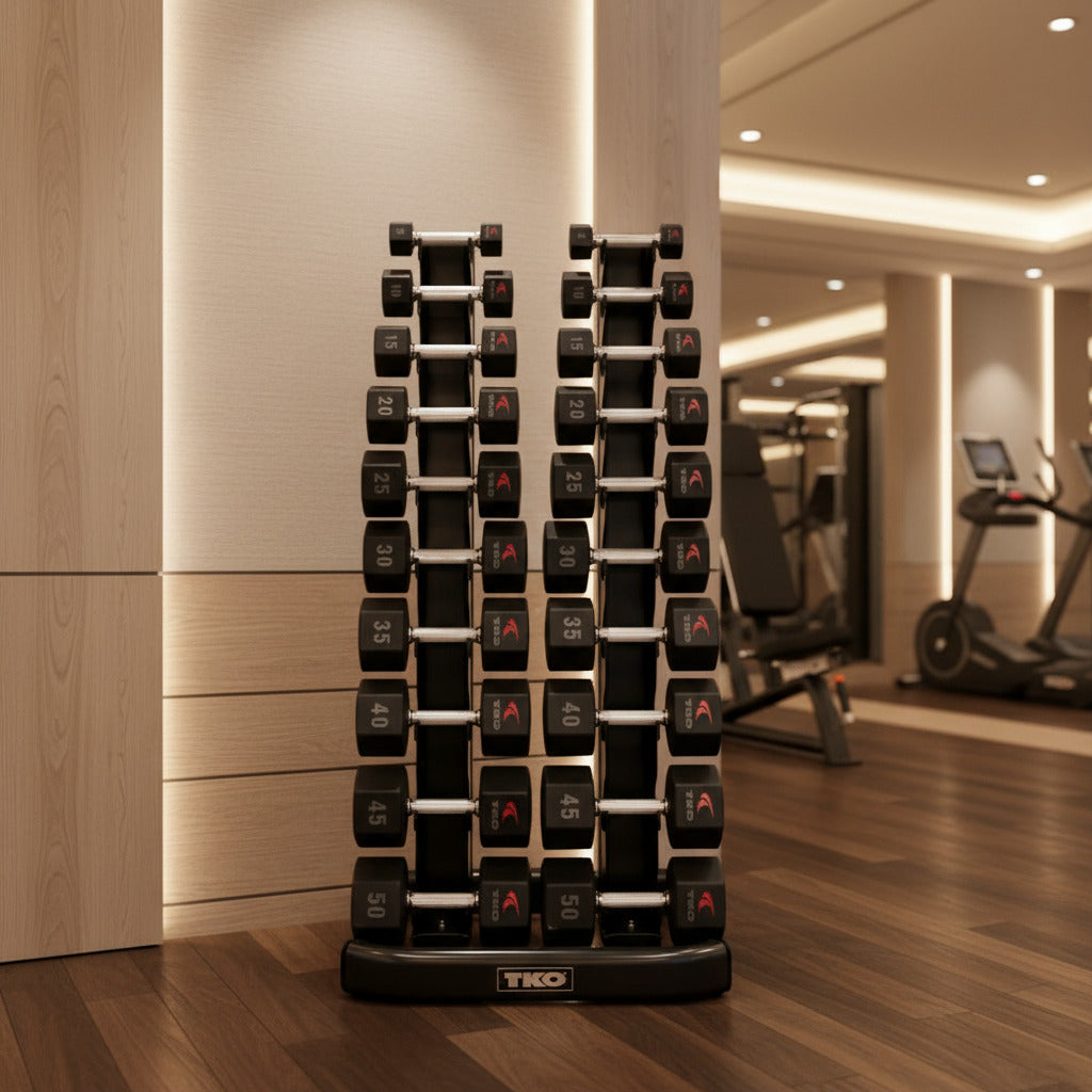TKO 840VDR10 with Urethane Hex dumbbells in high end gym