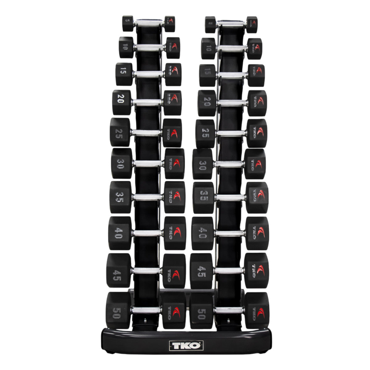 TKO 840VDR10 with Urethane Hex dumbbells on white background