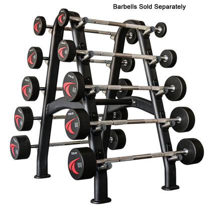 TKO 846BBR-BK Barbell Rack on white background with barbells