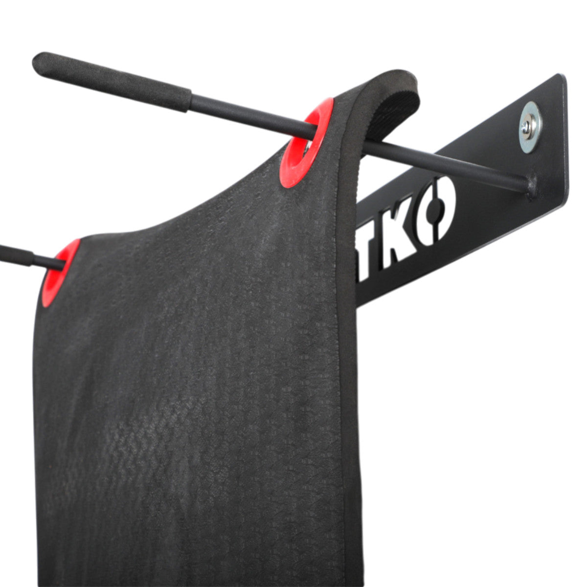 TKO 5723CMG Eight Commercial Hanging Mats with Wall Mount Rack on white background