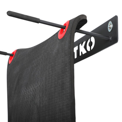 TKO 5723CMG Eight Commercial Hanging Mats with Wall Mount Rack on white background