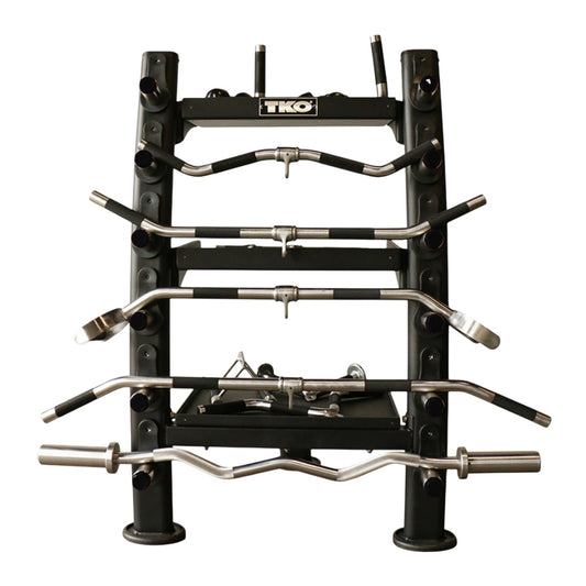 TKO 848ACR-BK Accessory Rack loaded with cable attachments on a white background