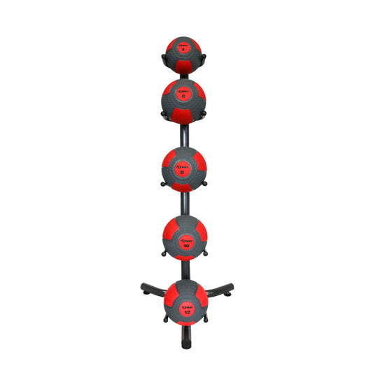 TKO S849-CMB4-12 4LB through 12LB med ball set w/ 5 ball rack on white background