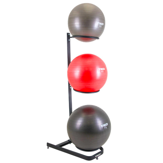 TKO S853-FBP55-75 Three Stability Ball Set 55, 65, and 75cm w/ Rack on white background
