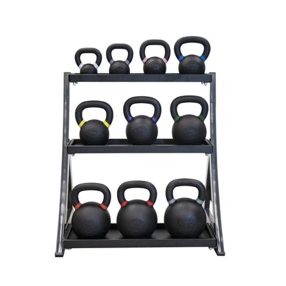 TKO S856-PKB4-36 Kettlebell rack with kettlebells on a white background