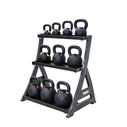 TKO S856-PKB4-36 Kettlebell set with a rack on a white background