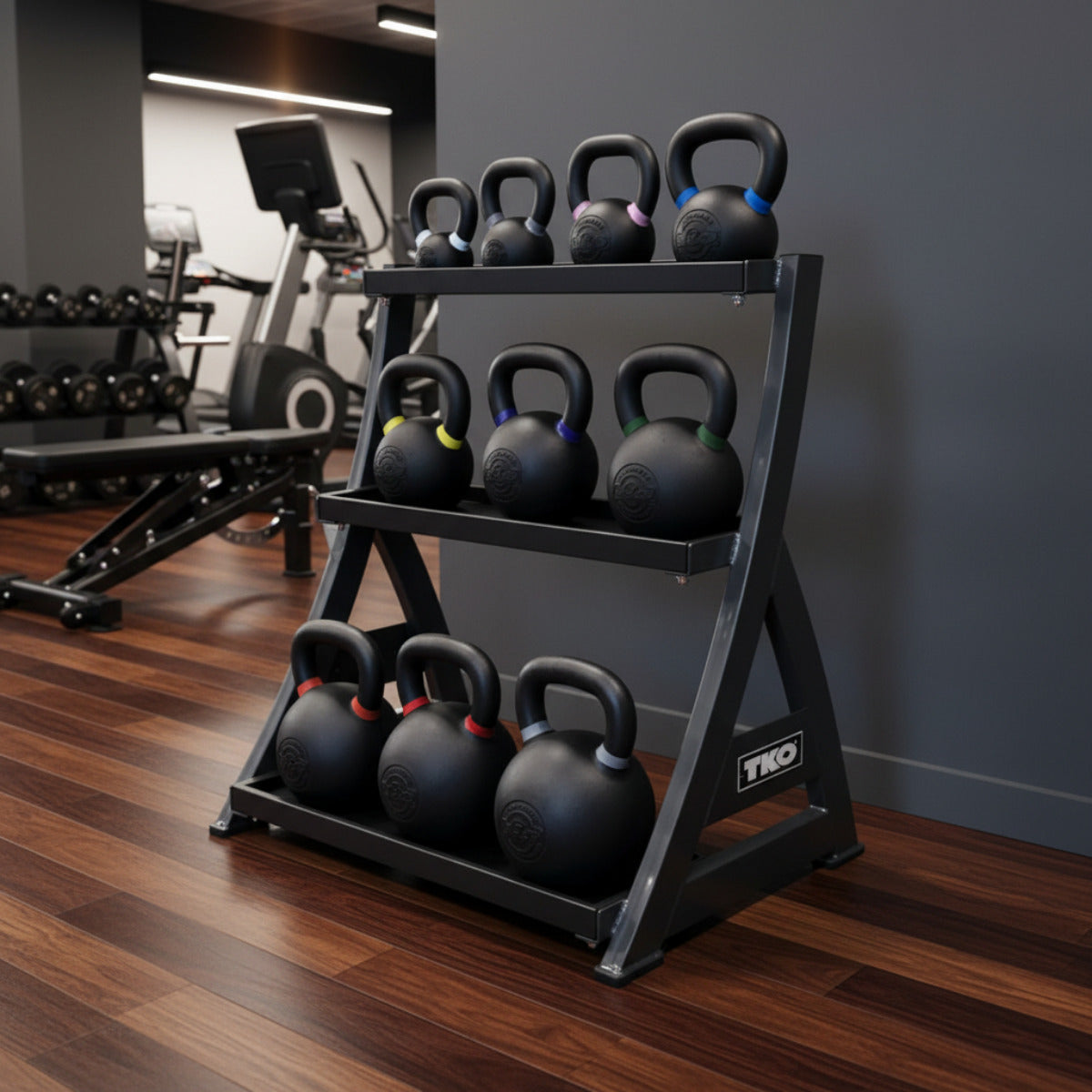 TKO 856KR kettlebell rack in gym