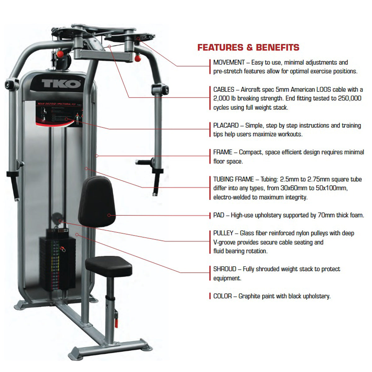 TKO 8802 Achieve Dual Pec Deck / Rear Delt features on white background