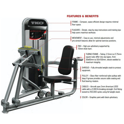 TKO 8805 Achieve Dual Leg / Calf Press features on white background