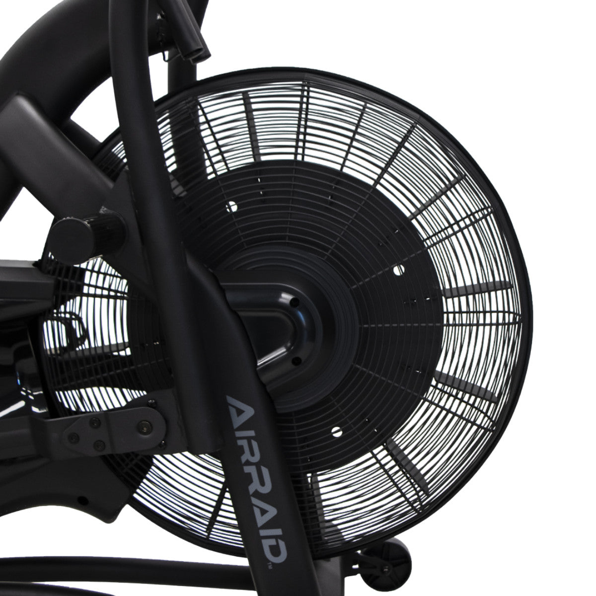 TKO 8AB Bike Black fan with 'AIRRAID' branding on a white background