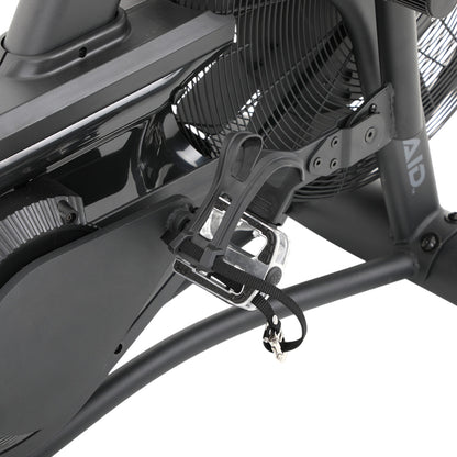 TKO 8AB Bike Close-up of a bike with a fan attached to the frame on a white background