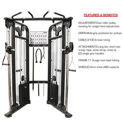 TKO 9050 Functional Trainer features on white background