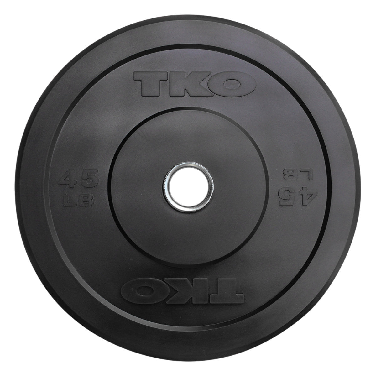 Black 45LB TKO Bumper Plate on a white background
