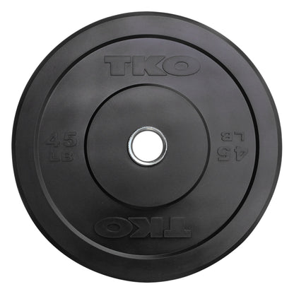 Black 45LB TKO Bumper Plate on a white background