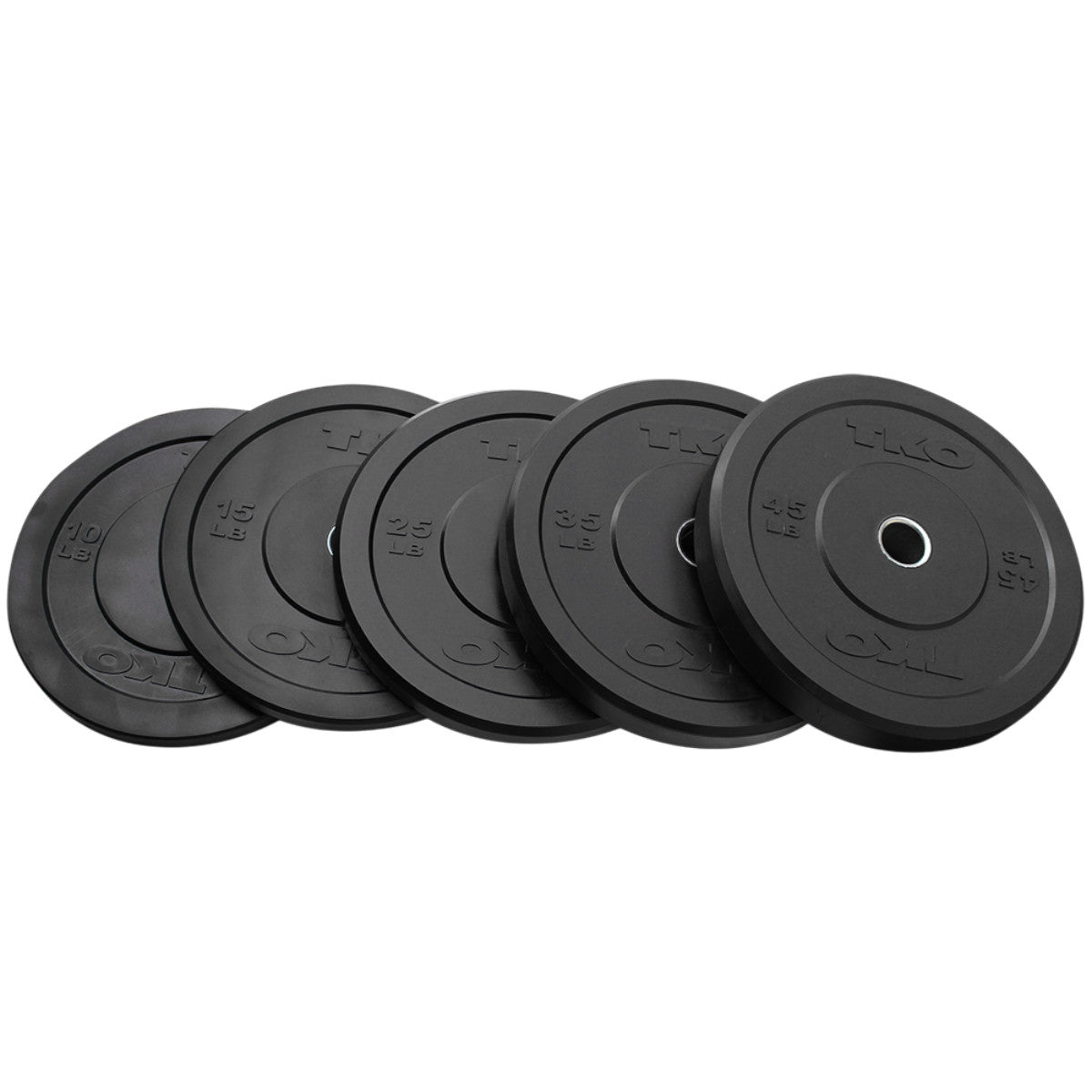 Set of TKO Bumper Plates black on a white background