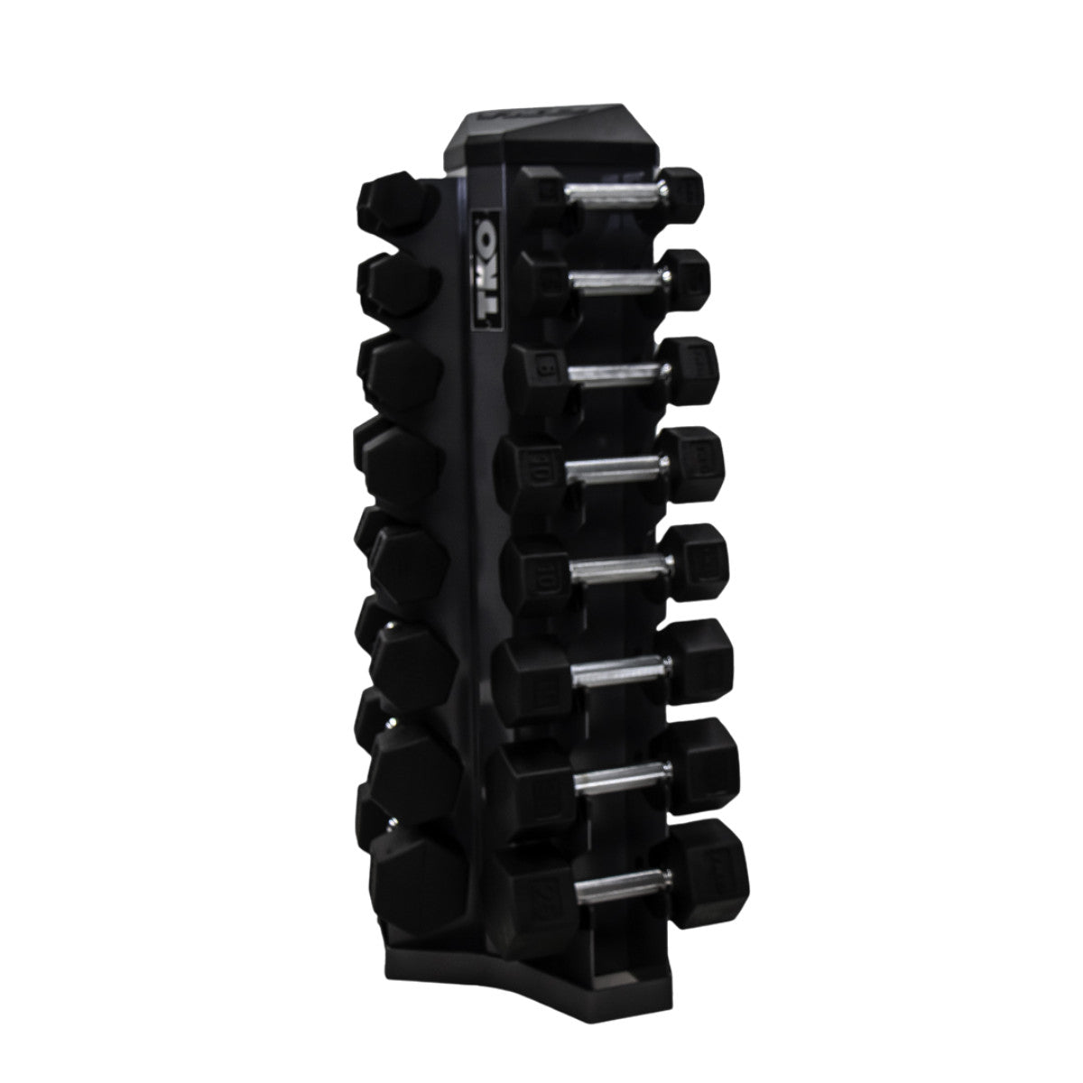 TKO S826-TXR 3 to 25 set shown with rack on white background angle view.