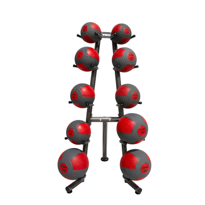 TKO S849-CMB2-20 2LB through 20LB med ball set w/ 10 ball rack on white background