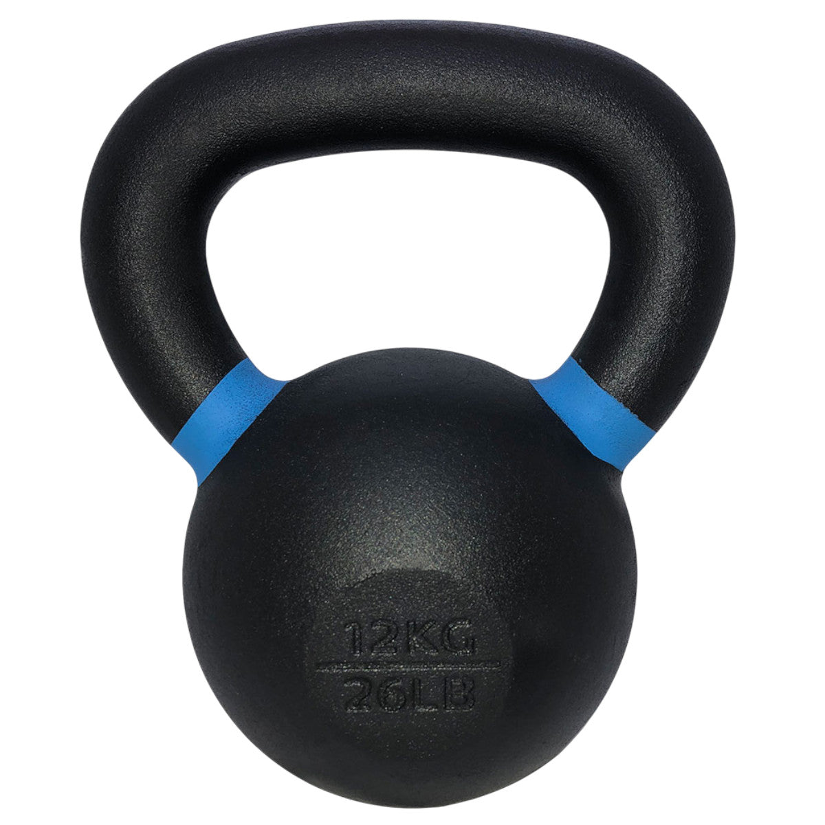 TKO Black kettlebell with blue accents on a white background