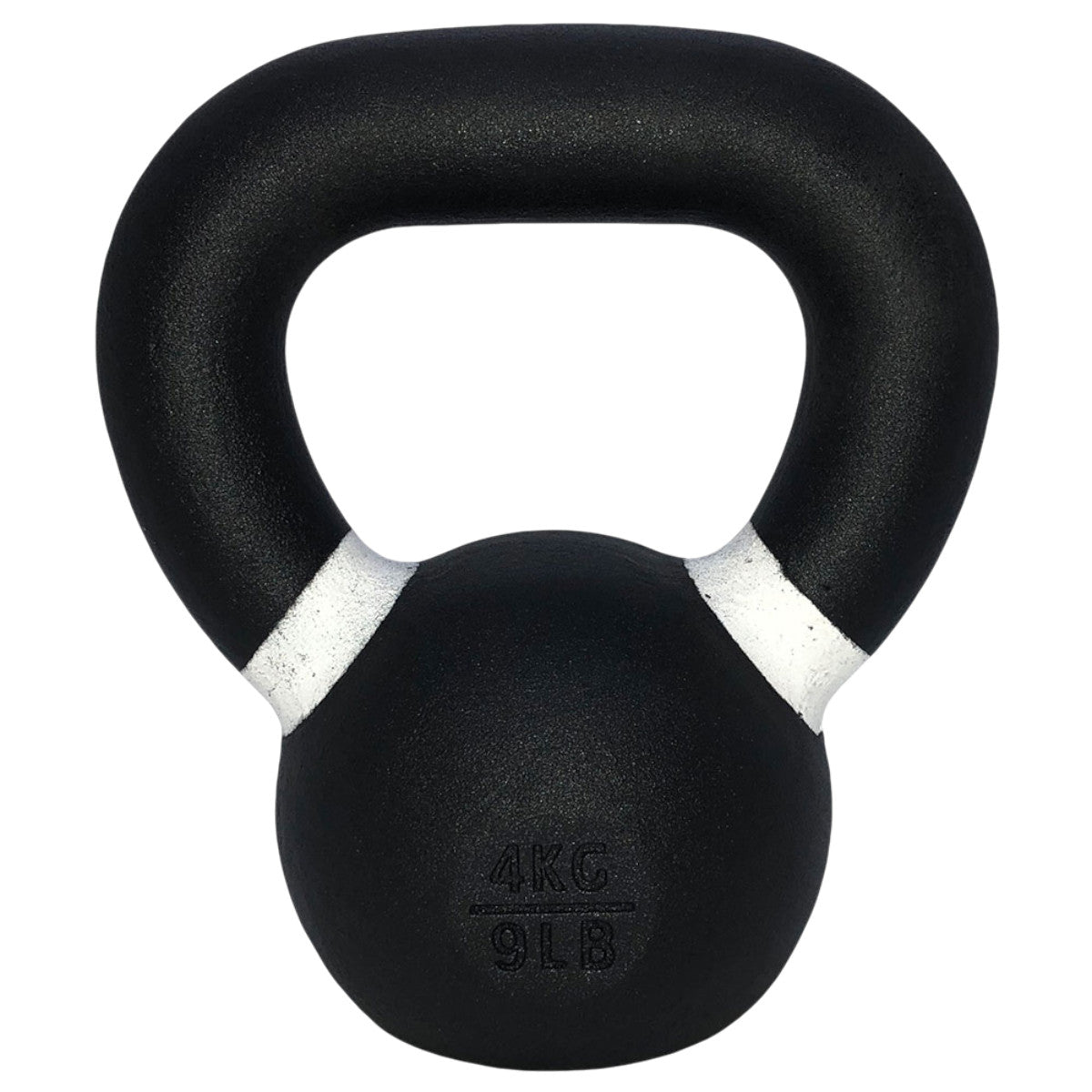 TKO Black kettlebell with white accents on a white background