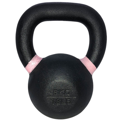 TKO Black kettlebell with pink accents on a white background
