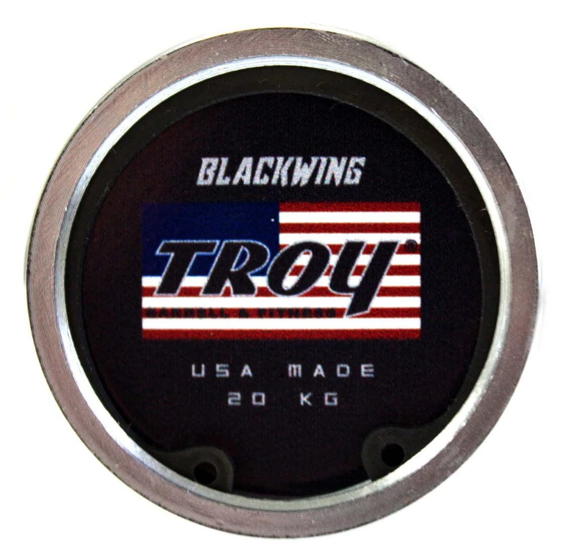 Troy Barbell AOB-1500T Blackwing Olympic Bar Sleeve end close-up.