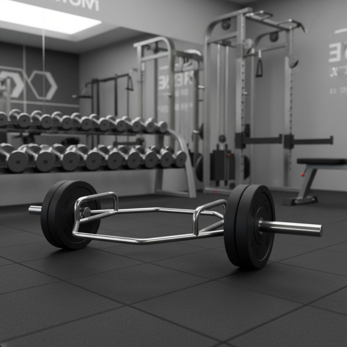 Troy Barbell VTX AOT-56 Olympic Hex Bar in gym