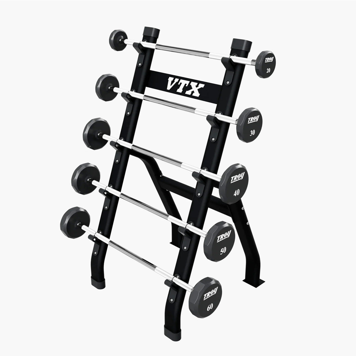 Troy Barbell VTX BB-5 Black Barbell Half Rack with Straight Urethane Bars.
