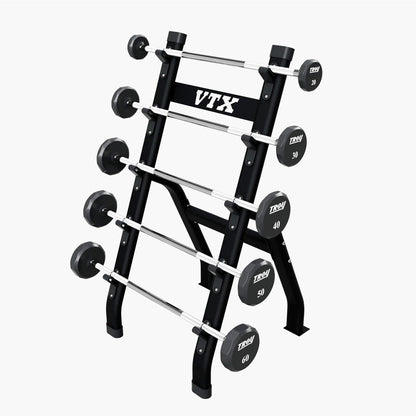Troy Barbell VTX BB-5 Black Barbell Half Rack with Straight Urethane Bars.