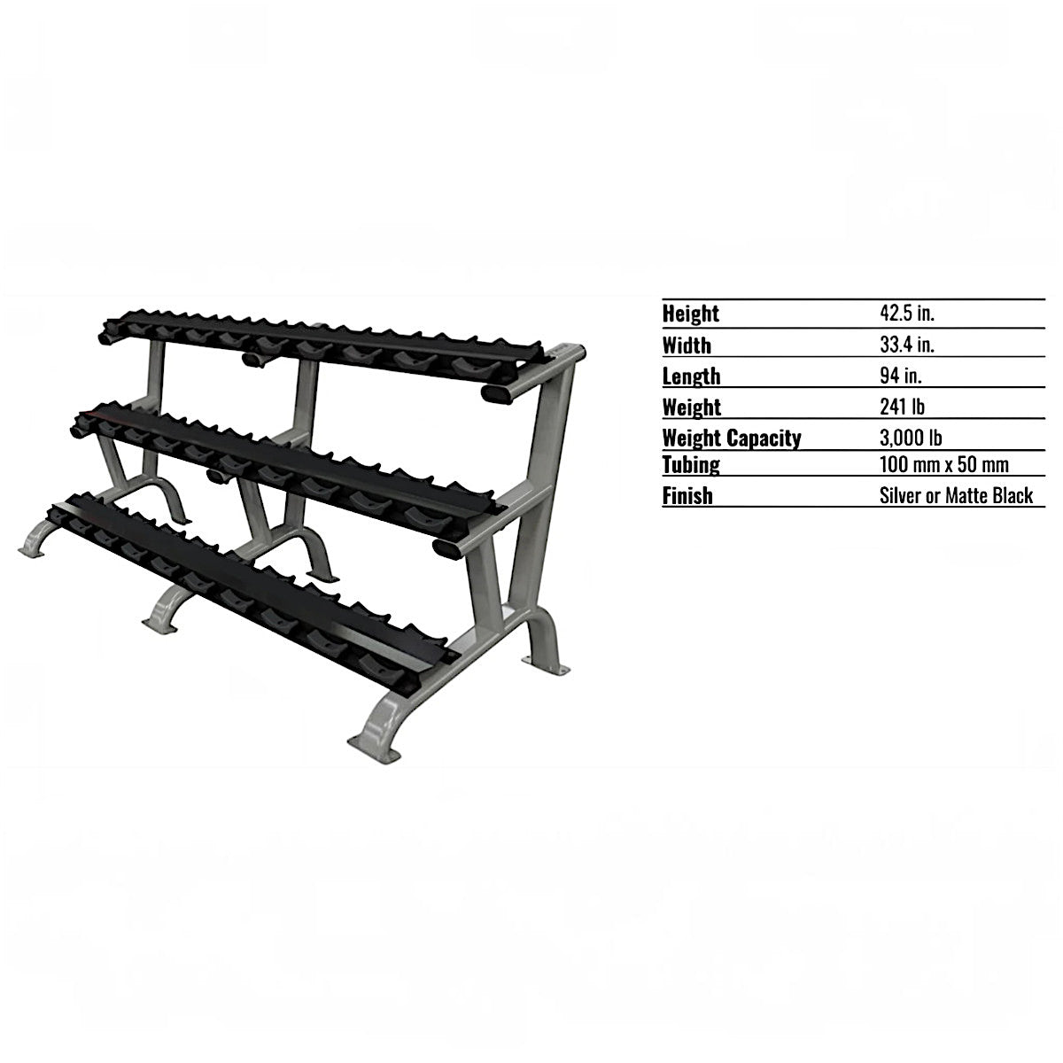 Troy Barbell silver and black DR-15 Rack specs