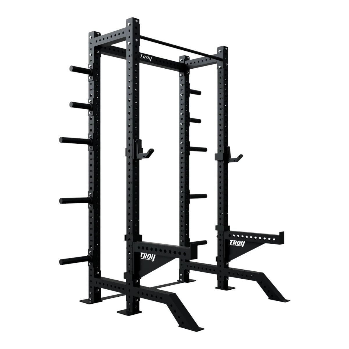 Troy Barbell G-HR-3010 Apollo Half Rack left side view close up.