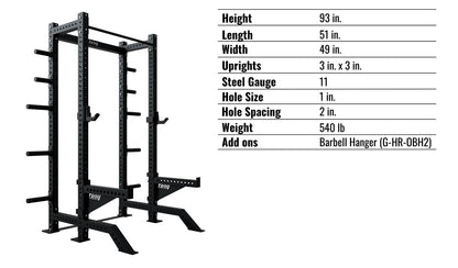 Troy Barbell G-HR-3010 Apollo Half Rack specs.