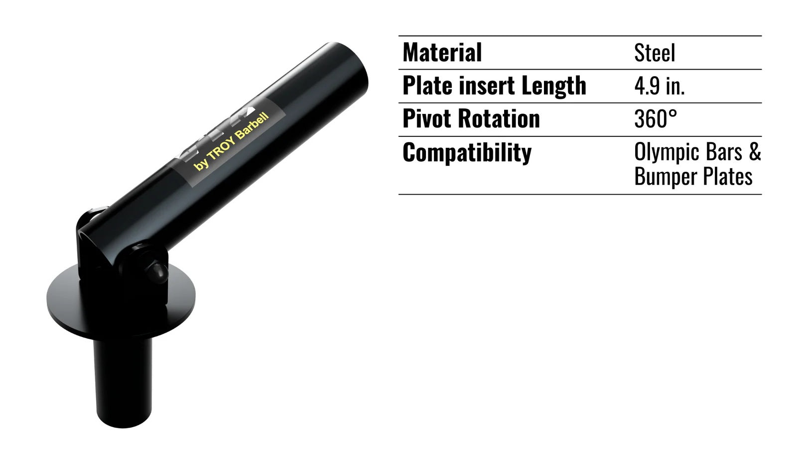 Troy Barbell VTX G-LAND Post Landmine Specifications.